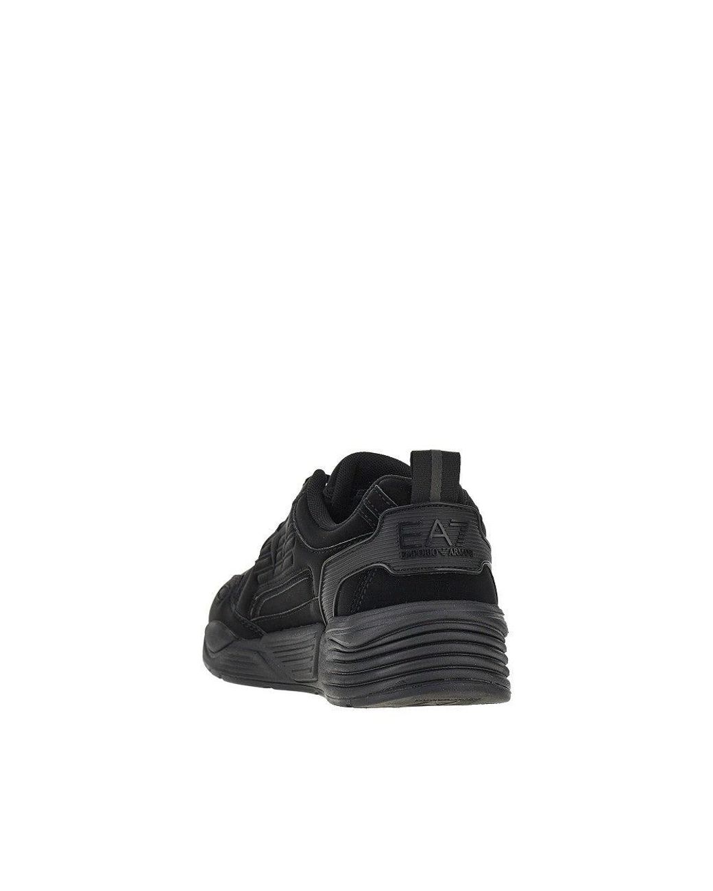 EA7 Black Coated Nylon Sneakers With Eagle Logo for men