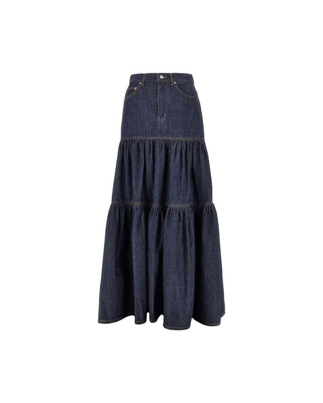 Saint Laurent Blue 'Country' Denim Skirt