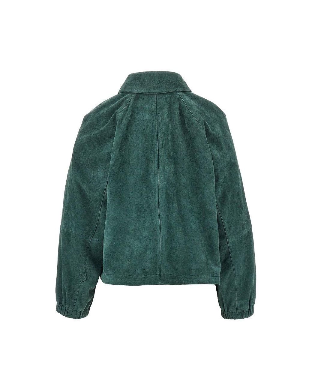 Weekend by Maxmara Green Suede Leather Jacket