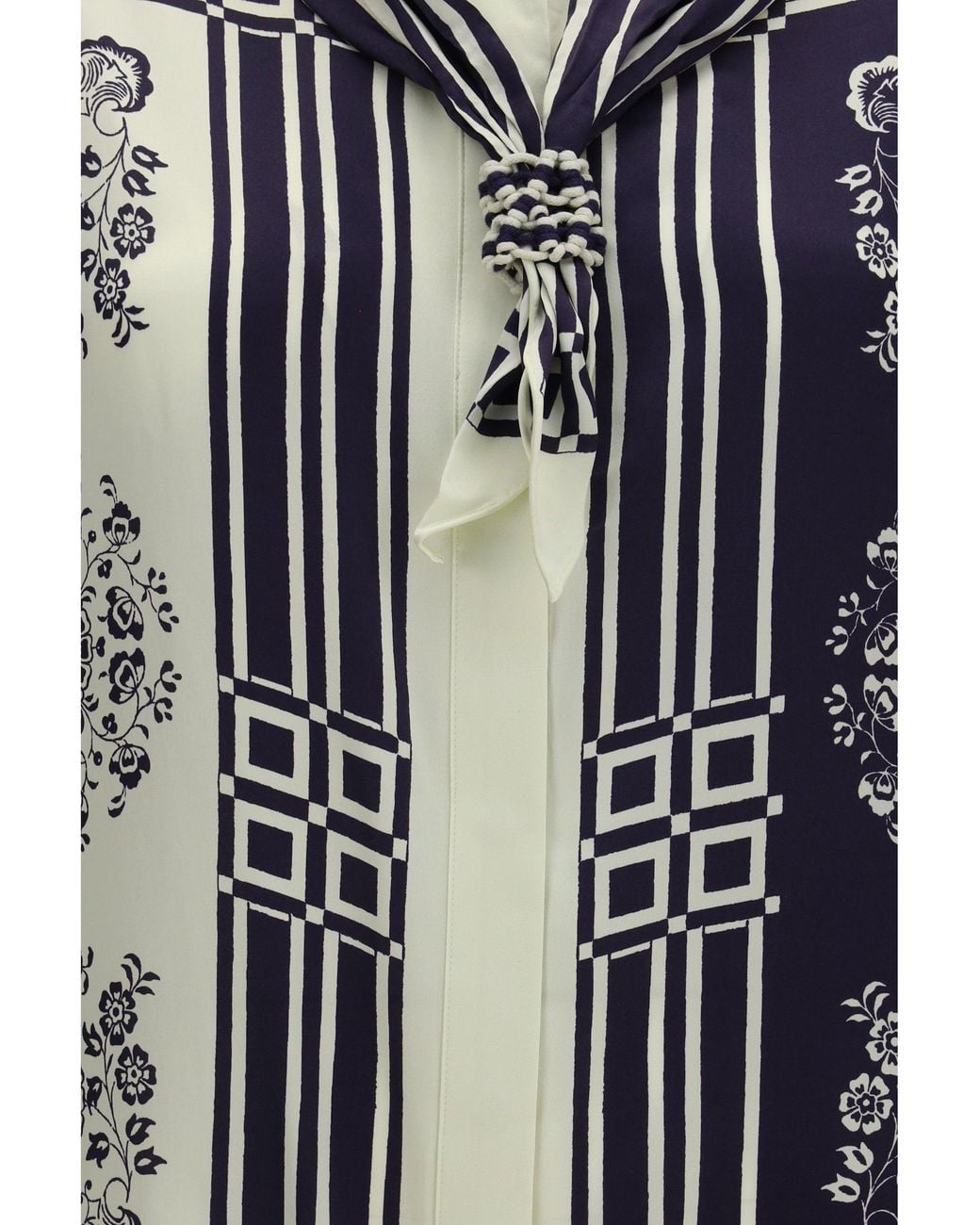 ALÉMAIS Blue Banderra Silk Shirt Ink