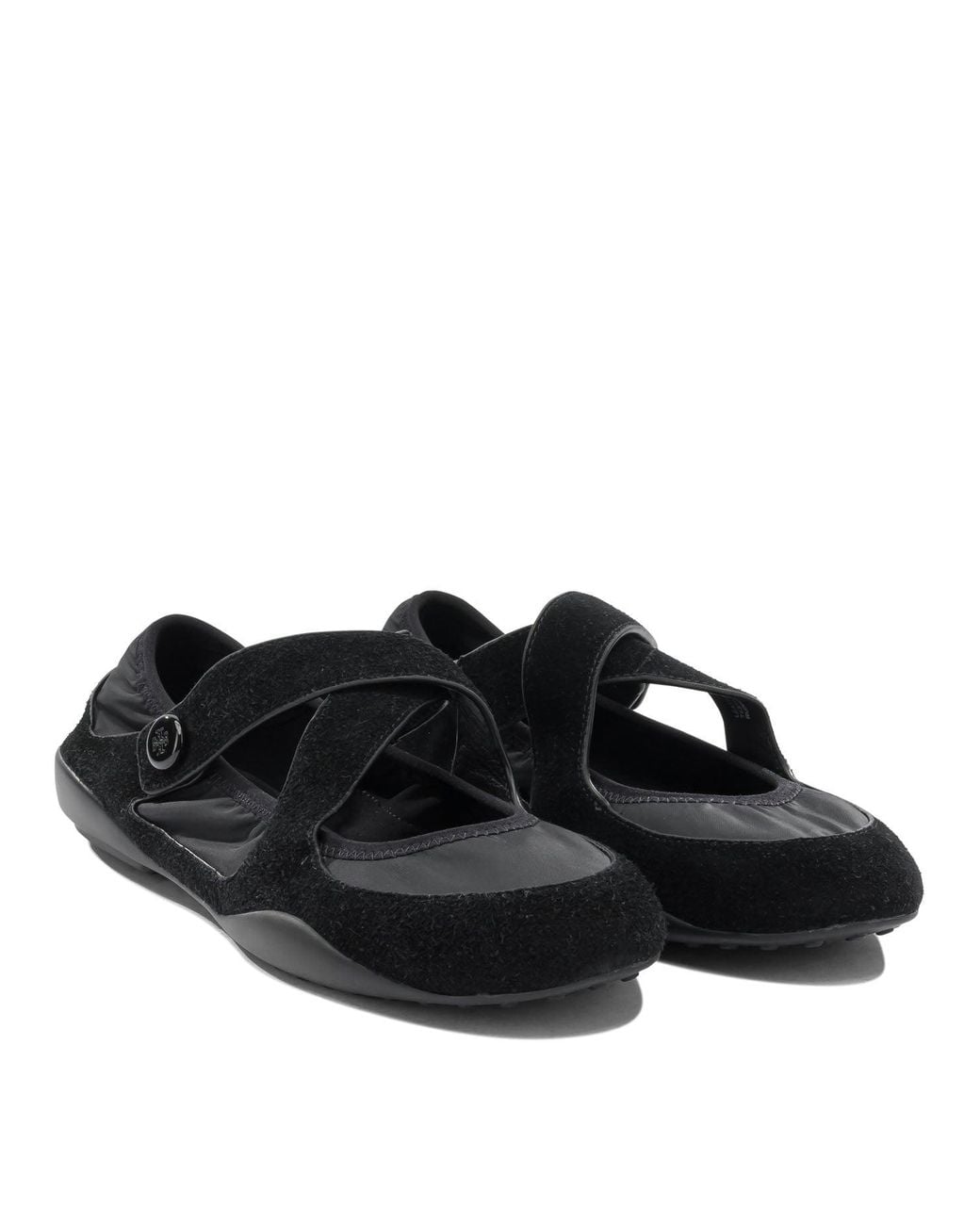 Tory Burch Black Suede Nylon Rubber Ballerinas