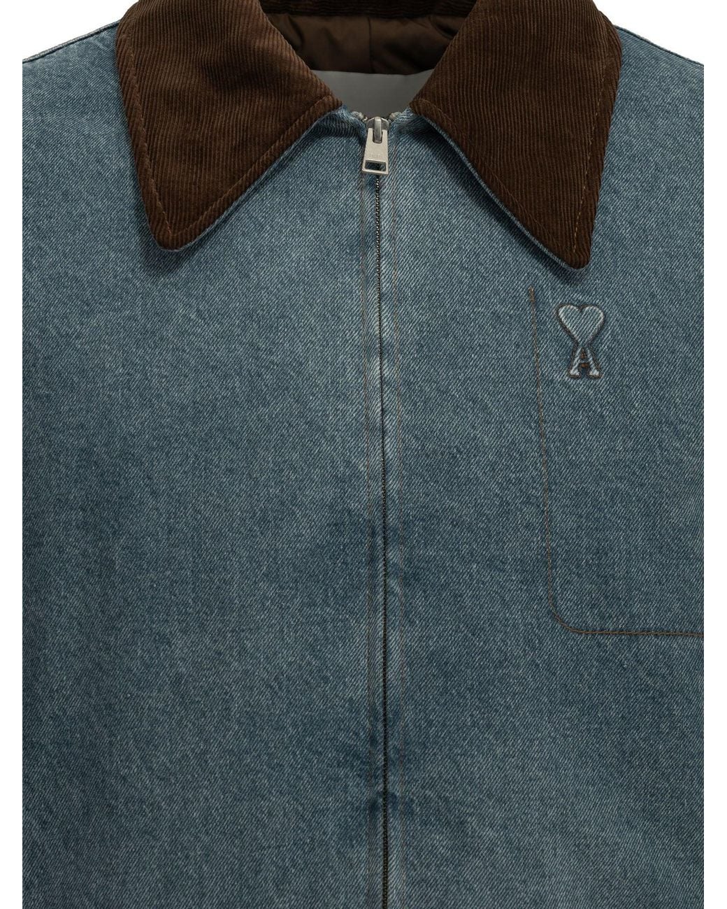 AMI Green "Ami De Coeur" Denim Jacket for men