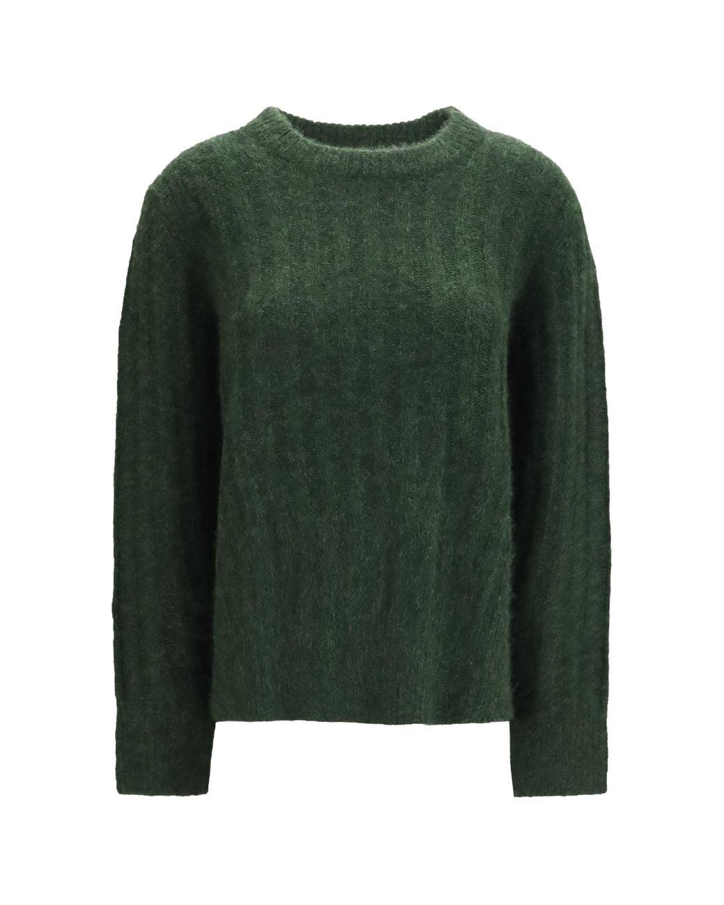 Allude Green Cashmere And Silk Crewneck Sweater