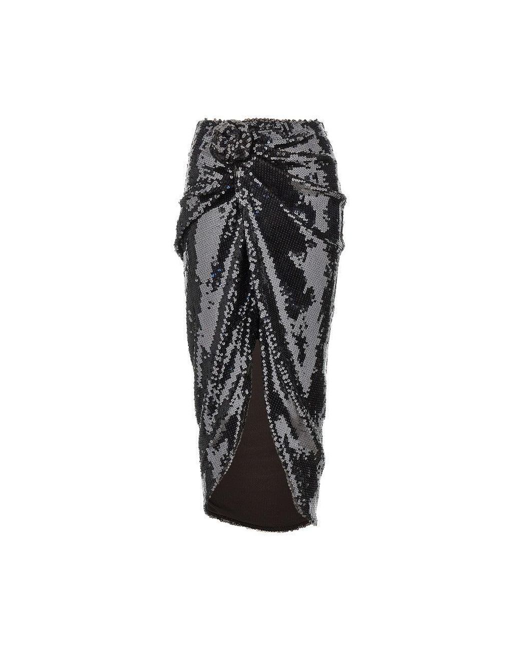 ROTATE BIRGER CHRISTENSEN Black Sequinned Midi Skirt