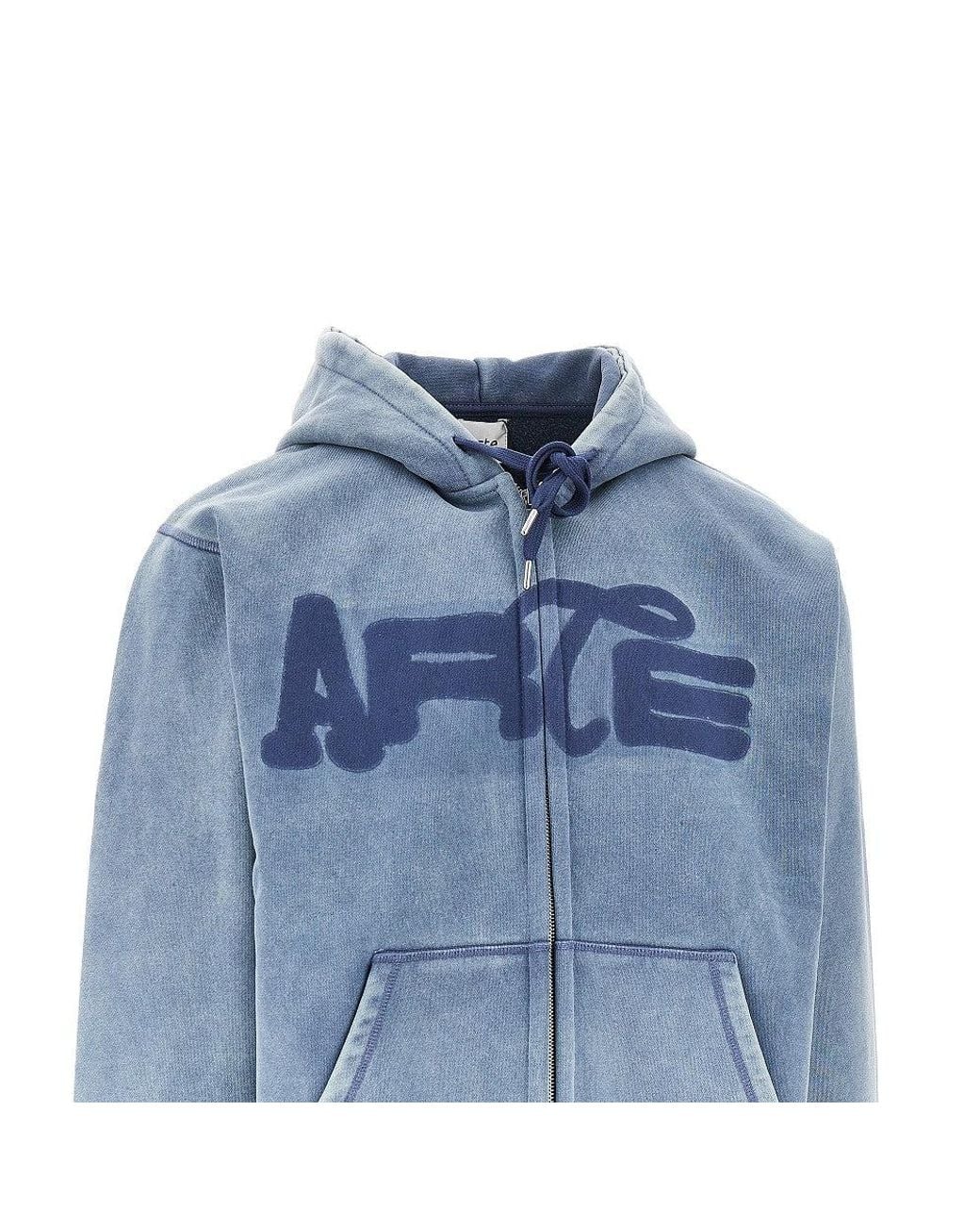 Arte' Blue Stencil Sunfade Full-Zip Hoodie for men
