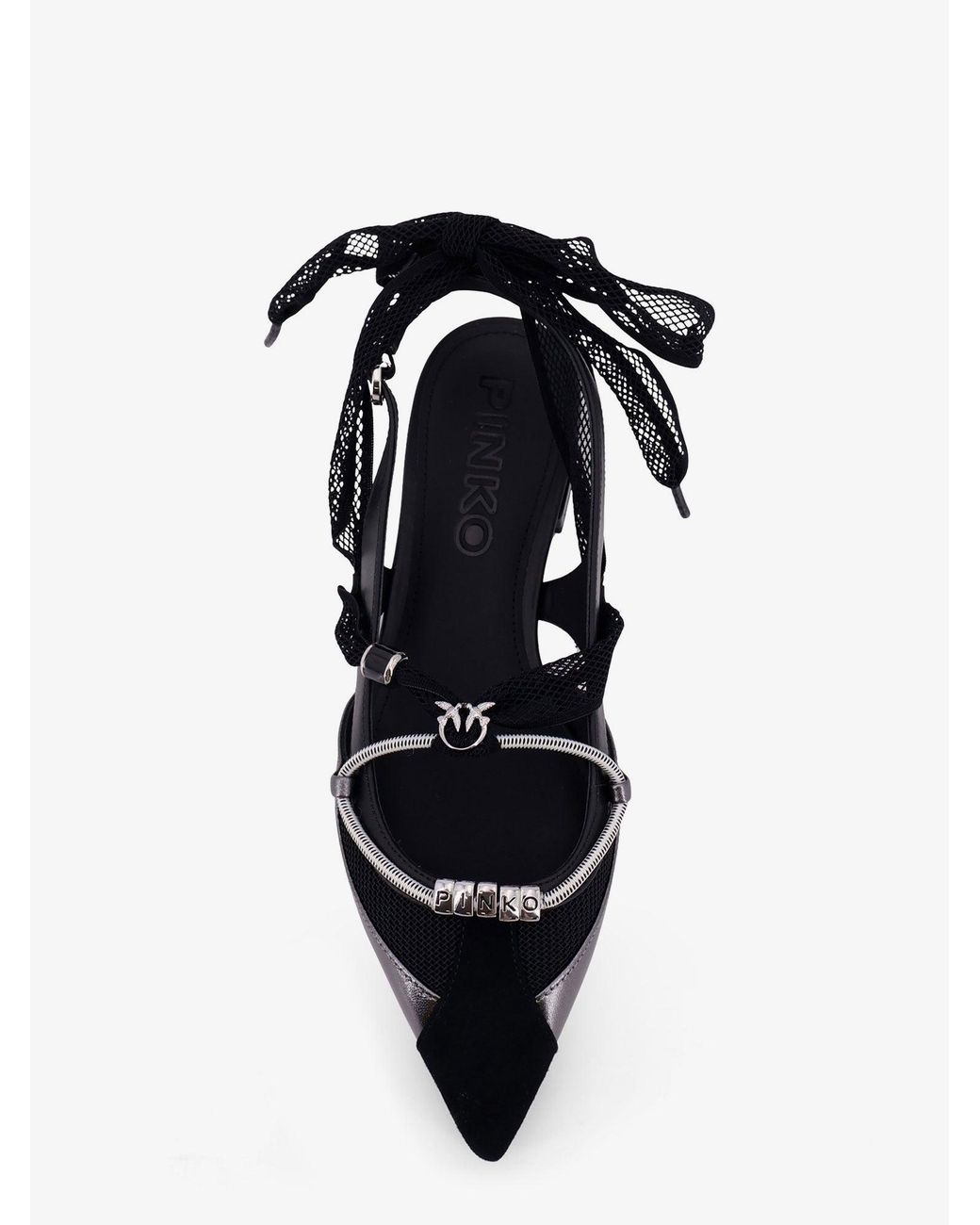 Pinko Black Gianira Leather Ballerinas With Suede Inserts