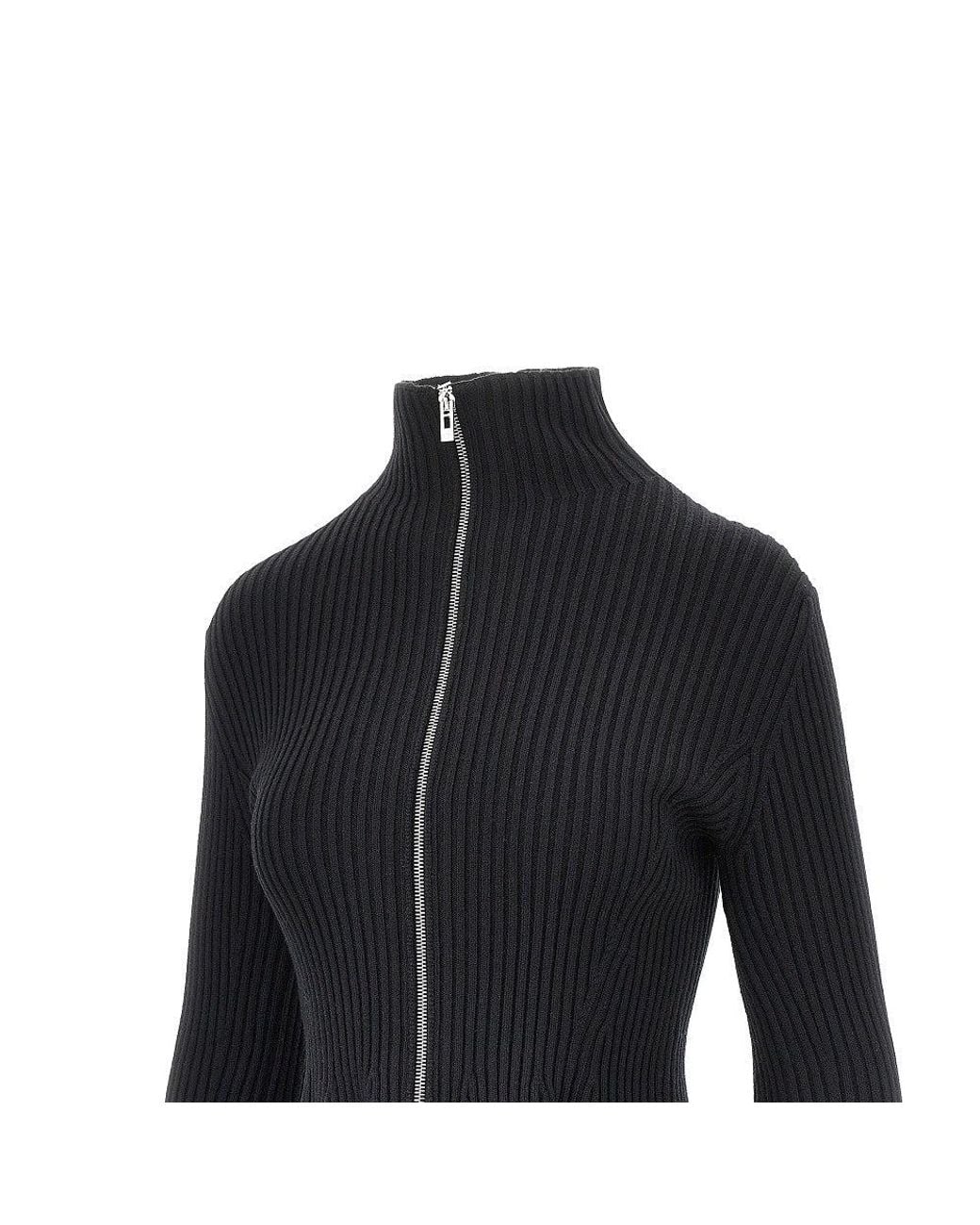 Alaïa Black Ribbed Wool Peplum Cardigan