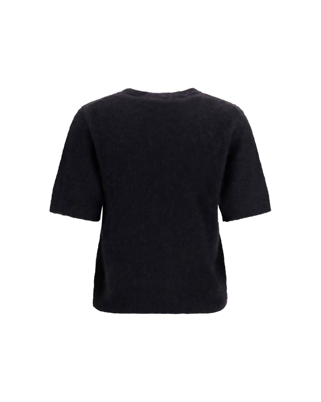 Ganni Black T-Shirt Alpaca And Wool Blend