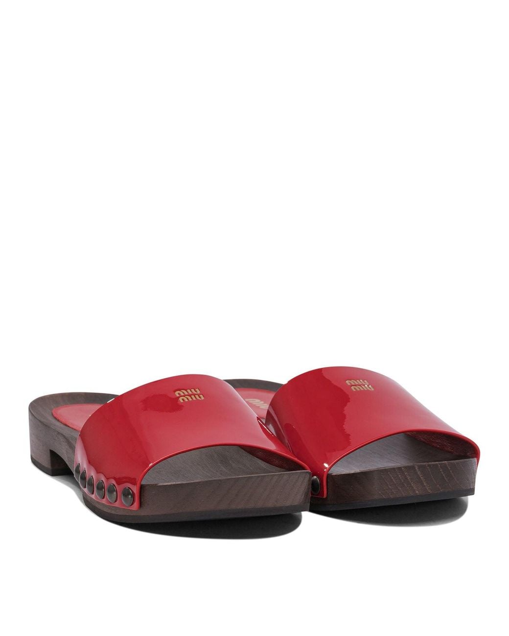 Miu Miu Red Patent Leather Clogs 30Mm