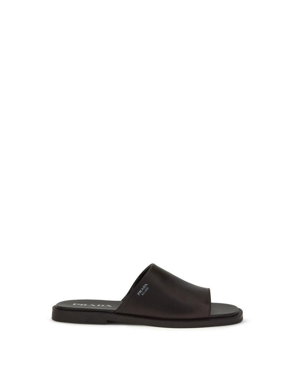 Prada Black Leather Slide Sandals for men
