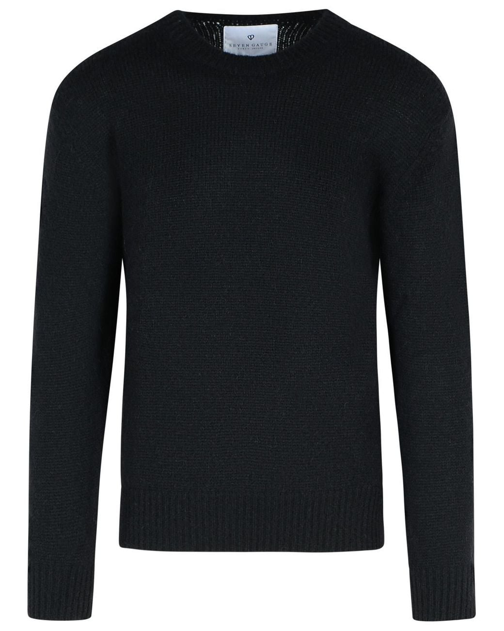 Seven Gauge Black Alpaca Blend Sweater for men