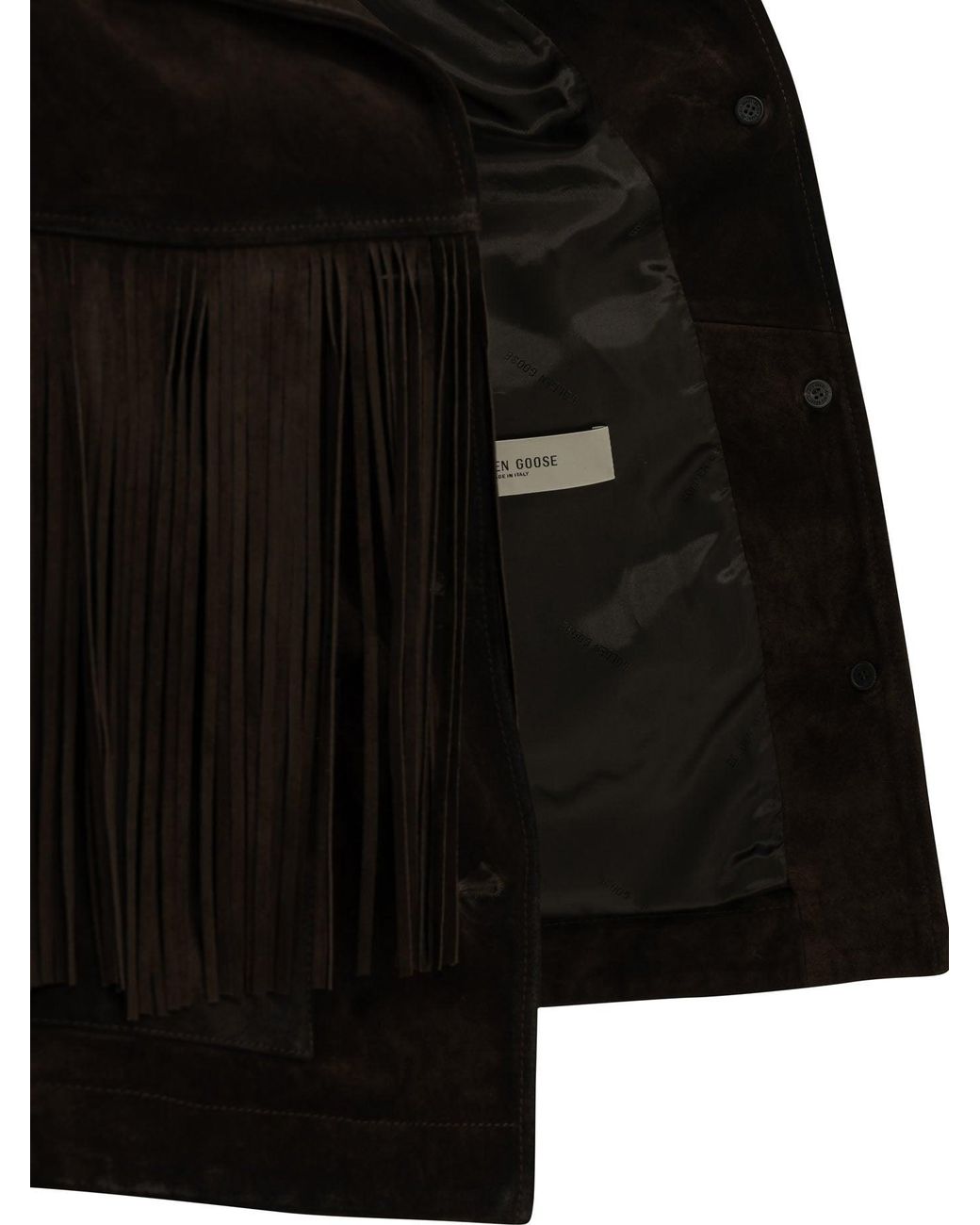 Golden Goose Deluxe Brand Black Fringed Leather Jacket