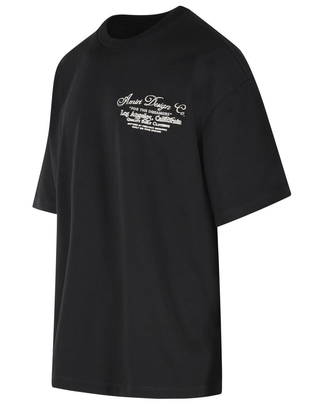 Amiri Black Logo Crew Neck T-Shirt With Mini Chest And Back Print for men