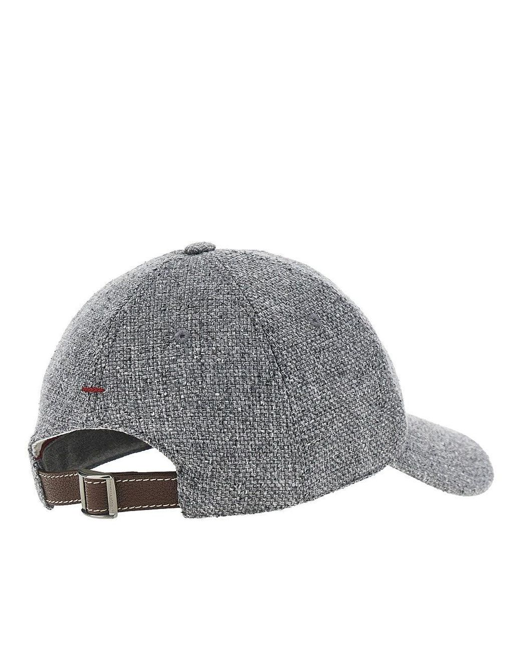 Brunello Cucinelli Gray Linen, Wool And Silk Baseball Cap for men
