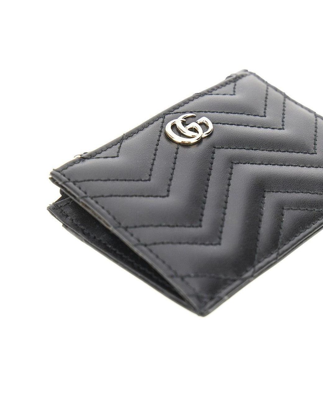 Gucci Black Leather Gg Marmont Key Holder