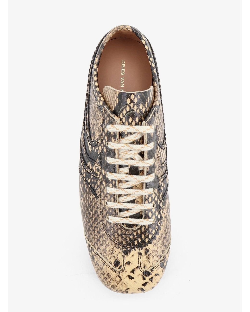 Dries Van Noten Brown Low-Top Animal Pattern Sneakers