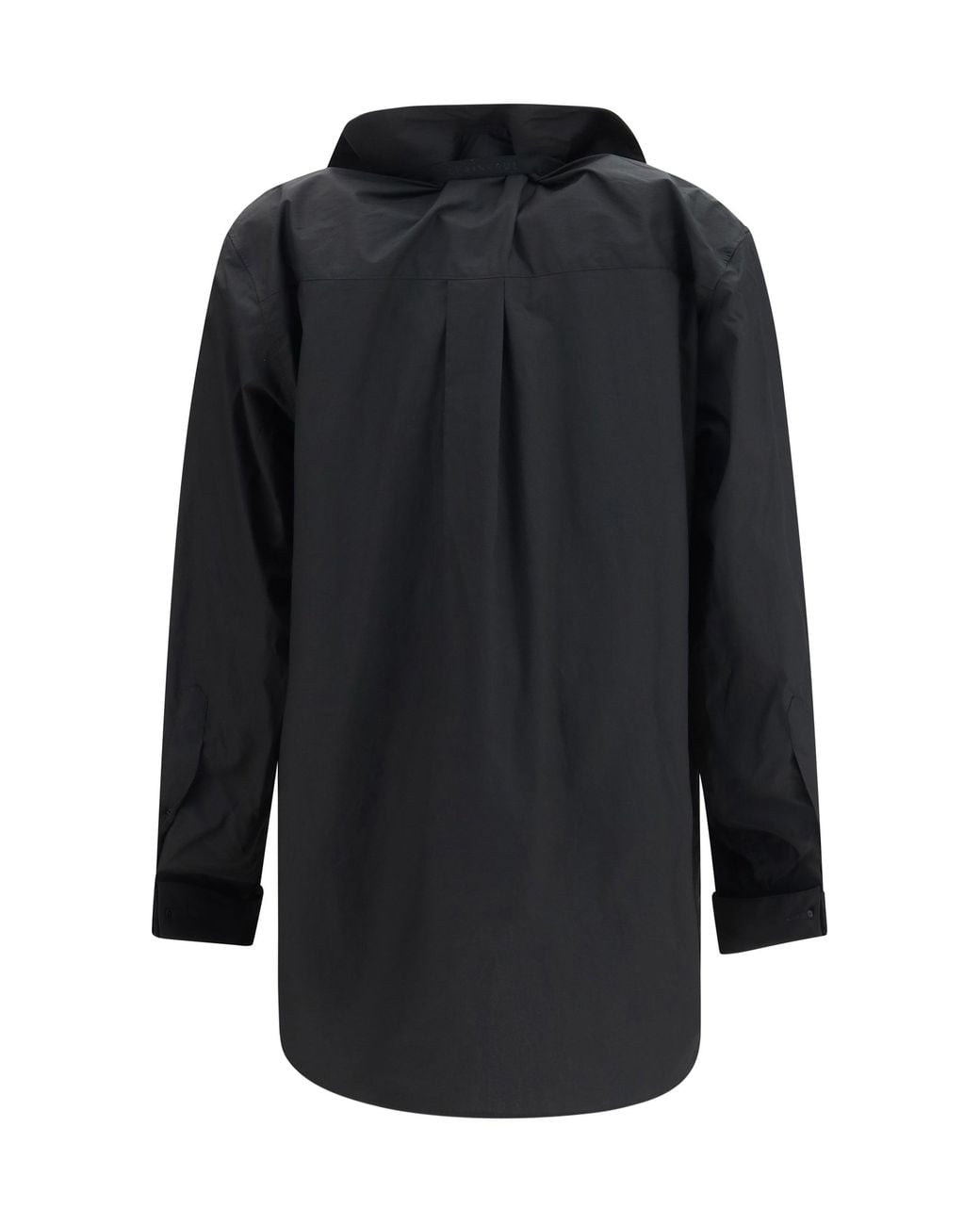 ALAINPAUL Black Shirt With Elasticated Collar Cotton
