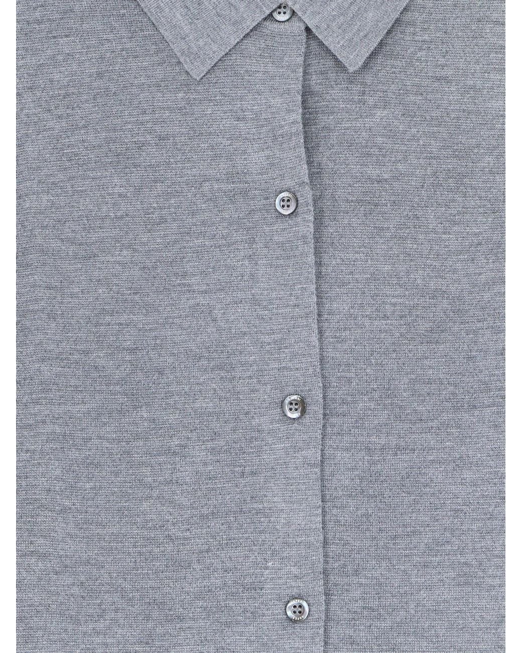 Aspesi Gray Virgin Wool Cardigan