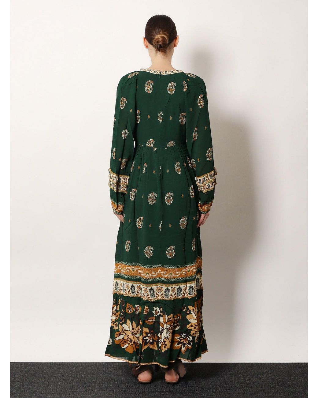 Farm Rio Green Ayla Maxi Dress With Beaded Trim