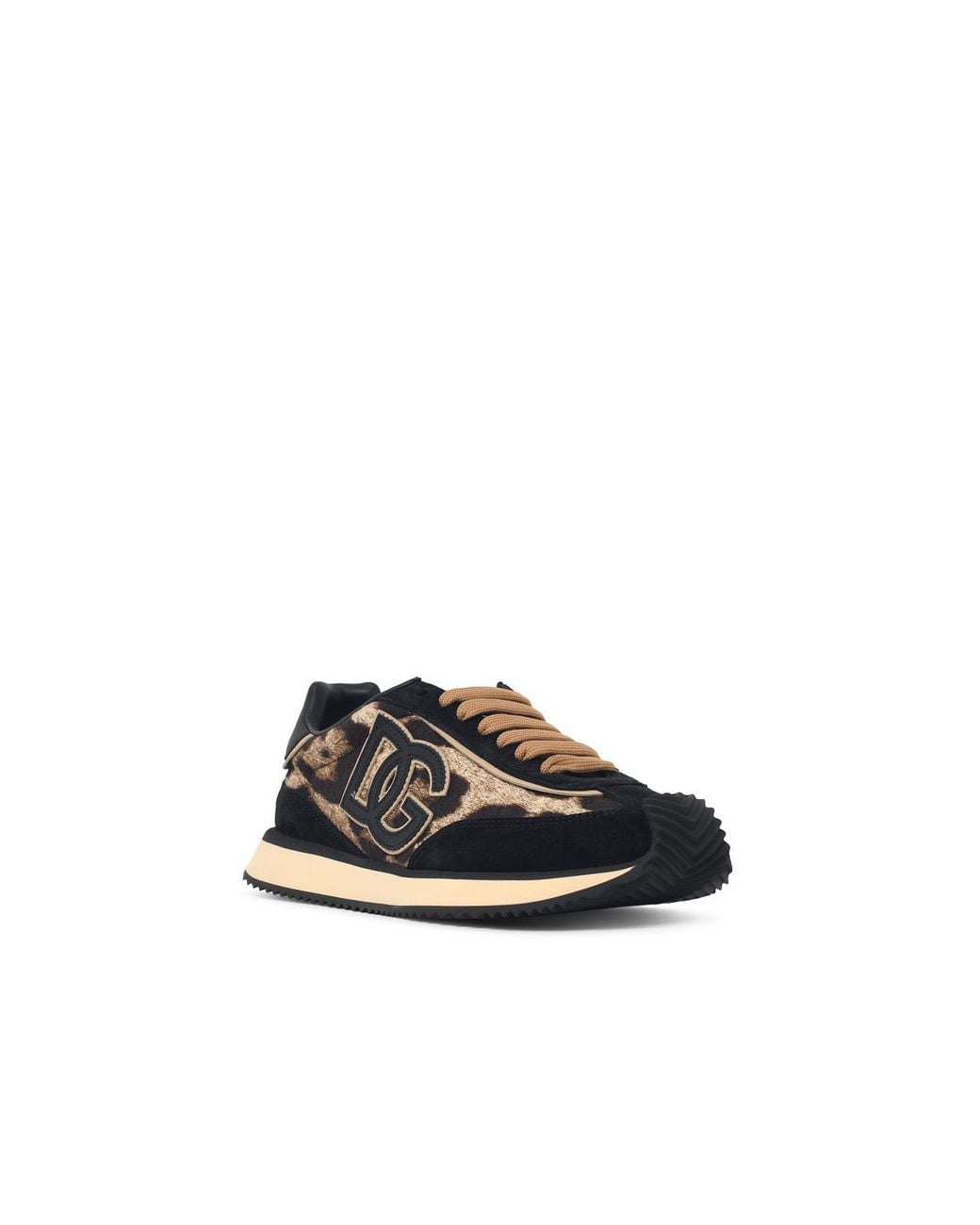 Dolce & Gabbana White Dolce & Gabbana 'Cushion' Leopard Print Suede Blend Sneakers