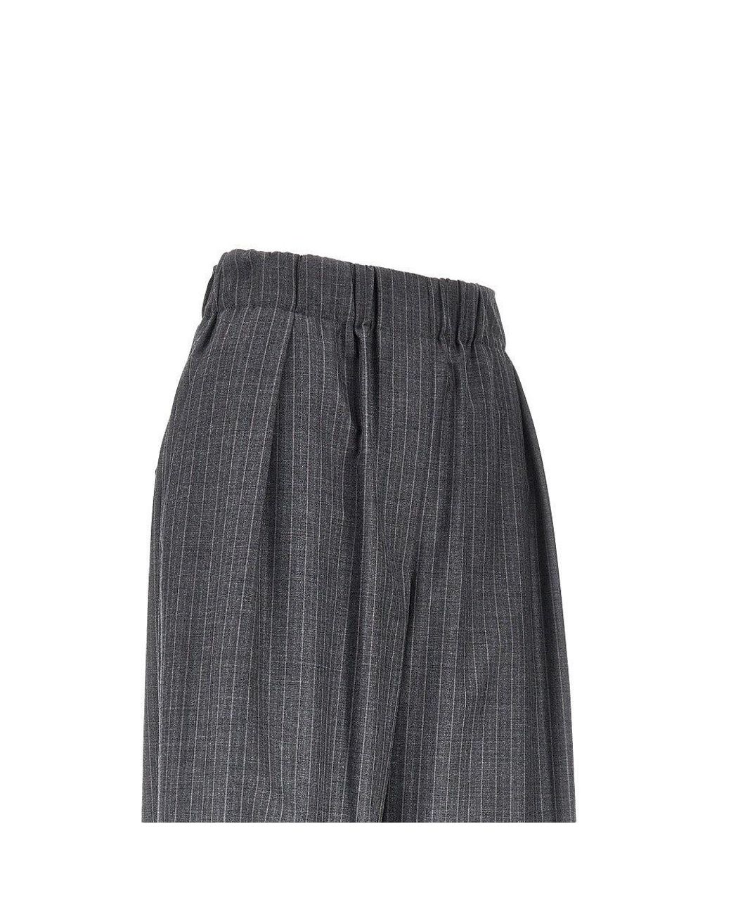 Jil Sander Gray Pinstriped Wool Pants