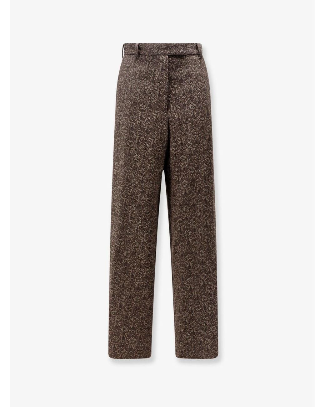 Dries Van Noten Brown Penn Embroidered Viscose Trousers