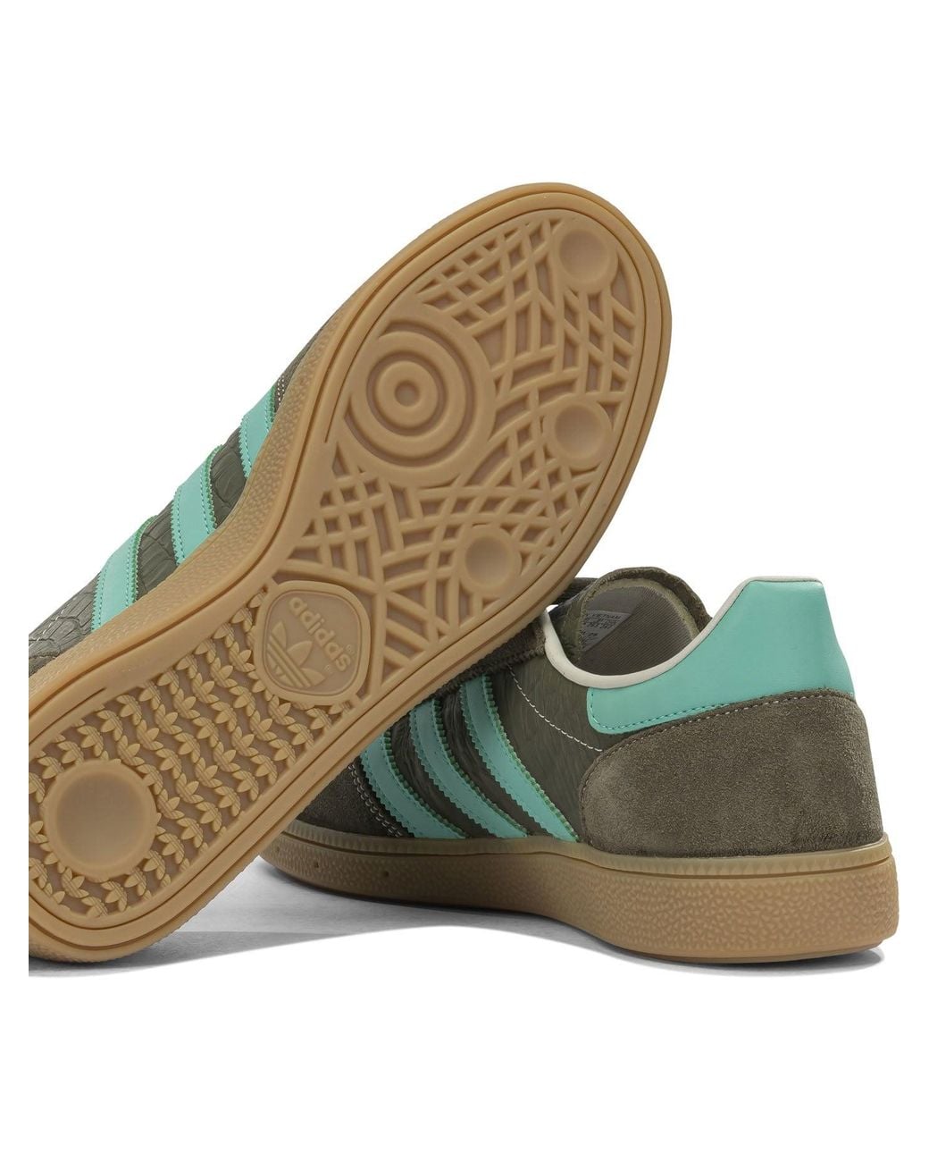 Adidas Originals Green Handball Spezial Leather Rubber Sneakers for men