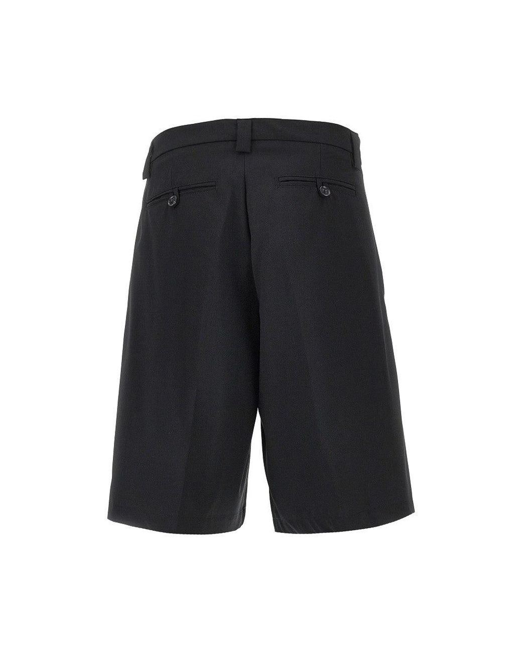 C.9.3 Black Wool-Blend Canvas Bermuda Shorts for men