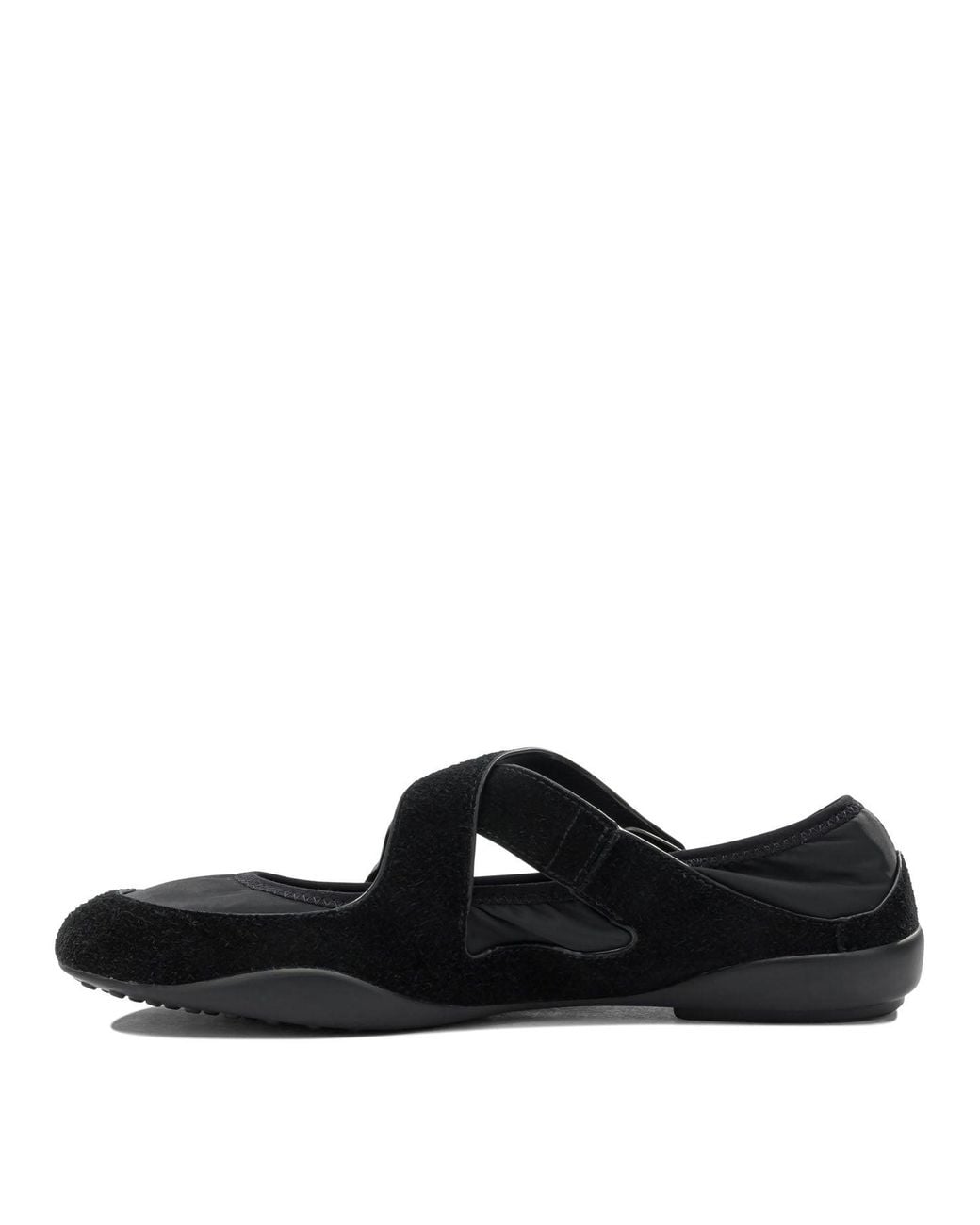 Tory Burch Black Suede Nylon Rubber Ballerinas