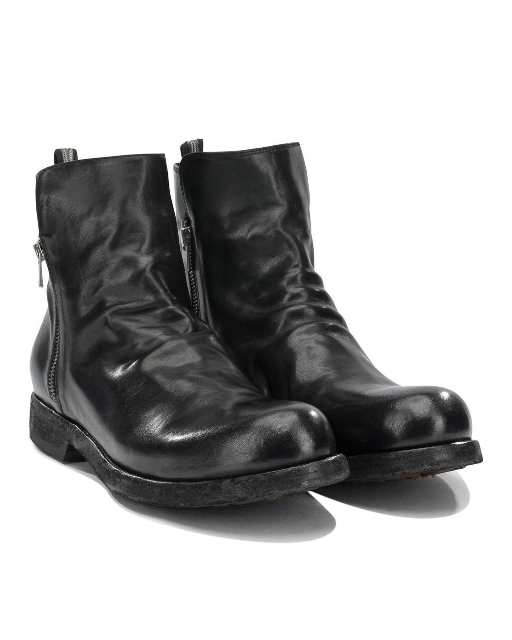 Officine Creative Black "Bulla Dd" Ankle Boots With Zipper for men