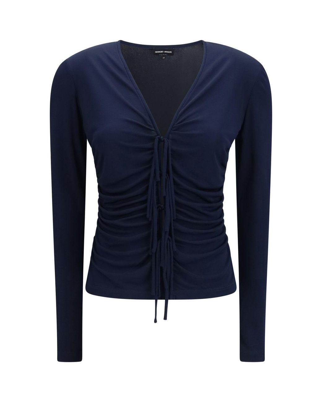 Giorgio Armani Blue V-Neck Viscose Jersey Top