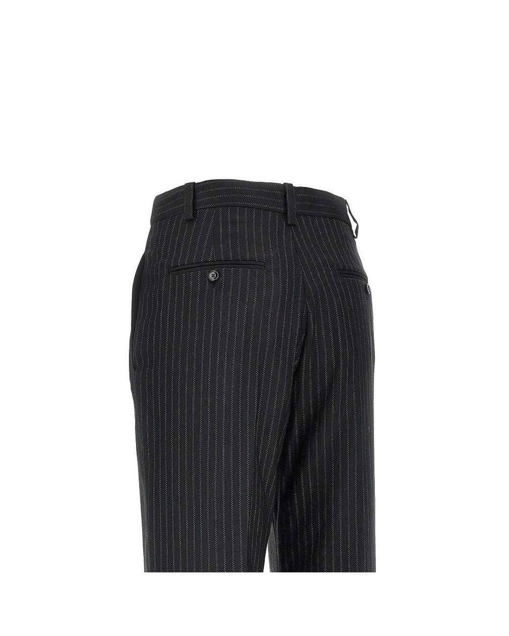 Isabel Marant Black Wool-Blend Pinstriped Pants