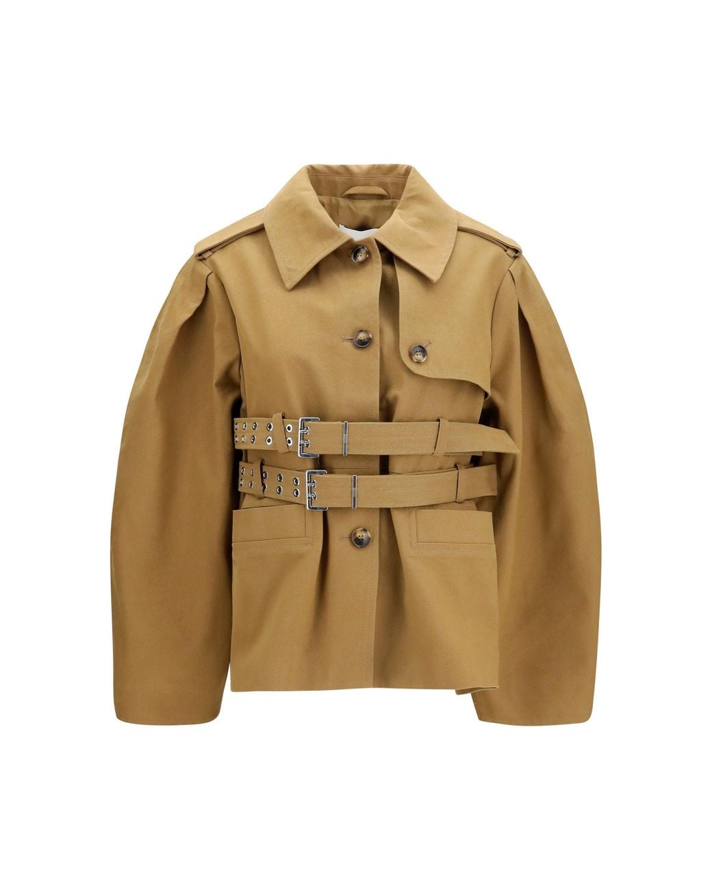 Ganni Metallic Canvas Jacket With Double Belt