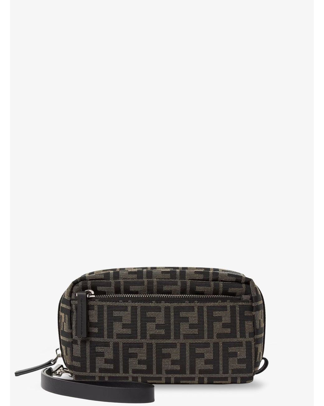 Fendi Black Ff Zucca Jacquard Fabric Clutch Bag for men