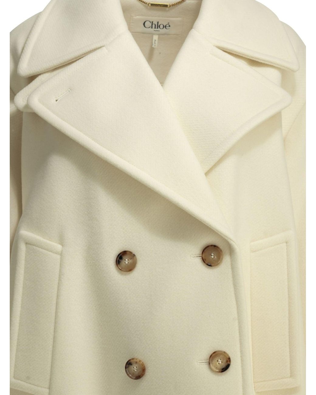 Chloé Natural Short Wool Coat