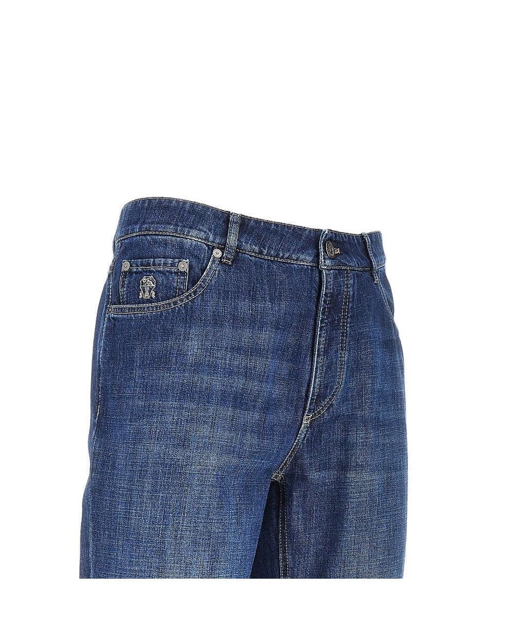 Brunello Cucinelli Blue Traditional Fit Jeans for men