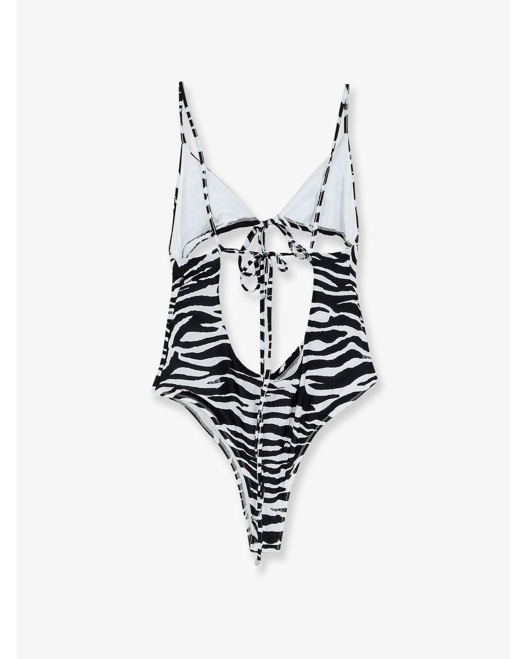 The Attico White One-Piece Swimsuit With Zebra Print