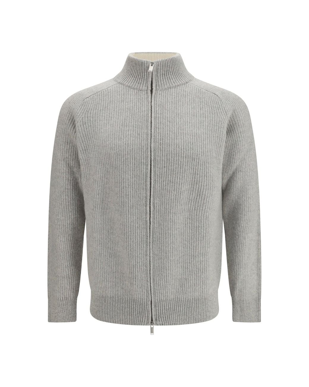 Lardini Gray Wool And Cashmere Zip Sweater for men