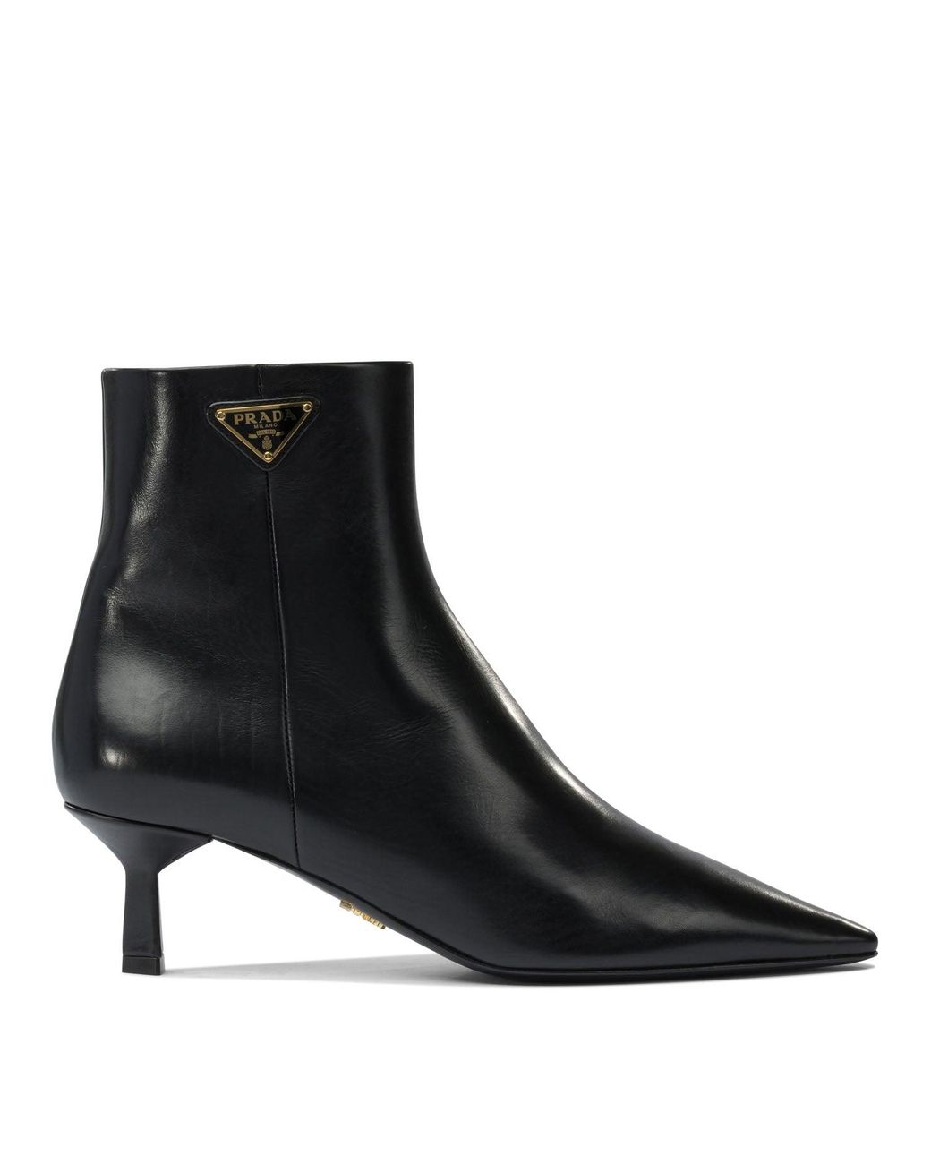 Prada Black Logo Leather Ankle Boots 30 Mm
