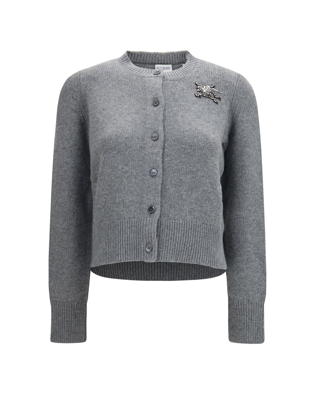 Burberry Gray Wool Cashmere Cardigan Melange