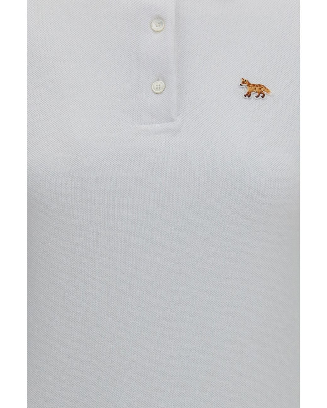 Maison Kitsuné White Baby Fox Cotton Piqué Polo