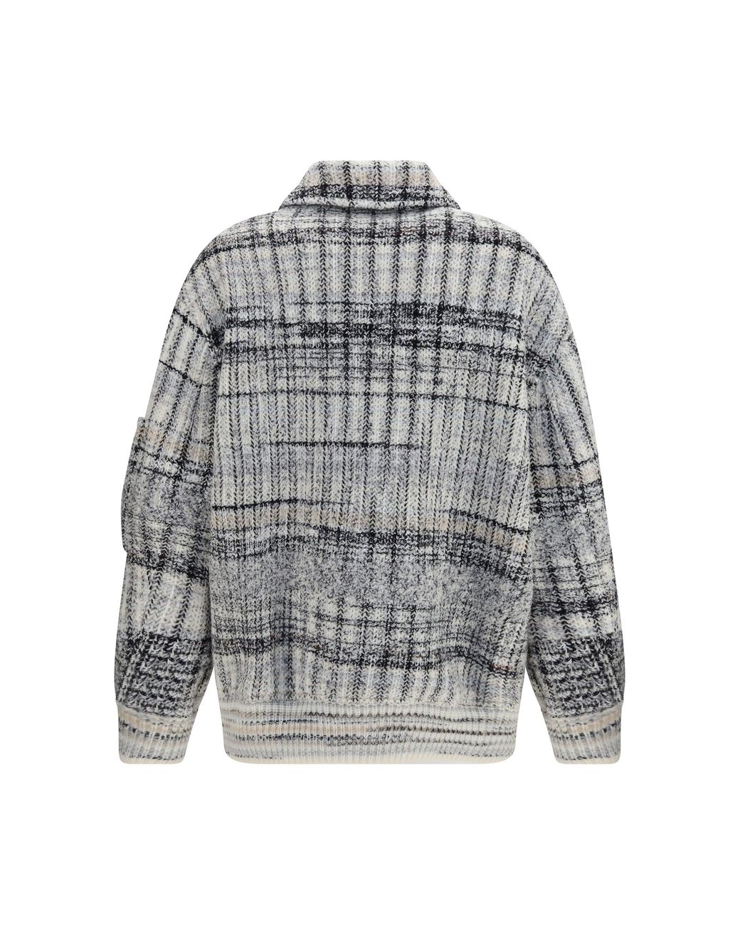Missoni Gray Oversized Check Wool-Blend Bomber Jacket