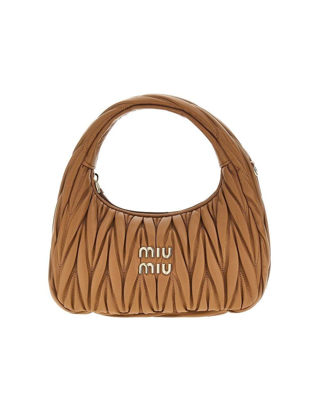 Miu Miu Brown Small Miu Wander Hobo Bag