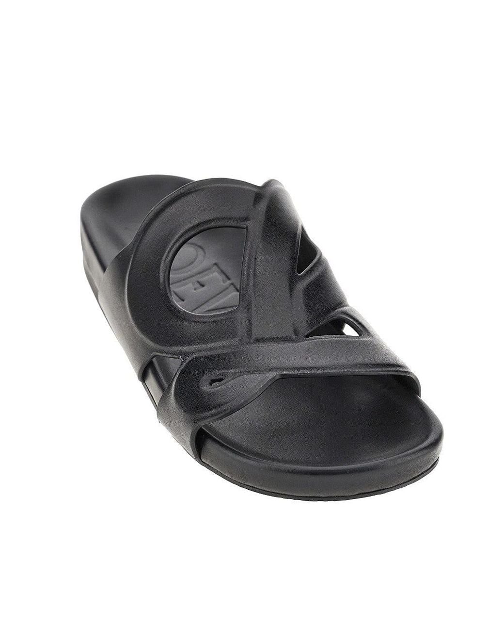 Loewe Black 'Ease Monogram' Leather Slides for men