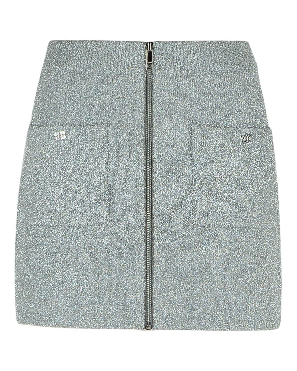 Ganni Gray 'Sparkle' Wool Blend Miniskirt