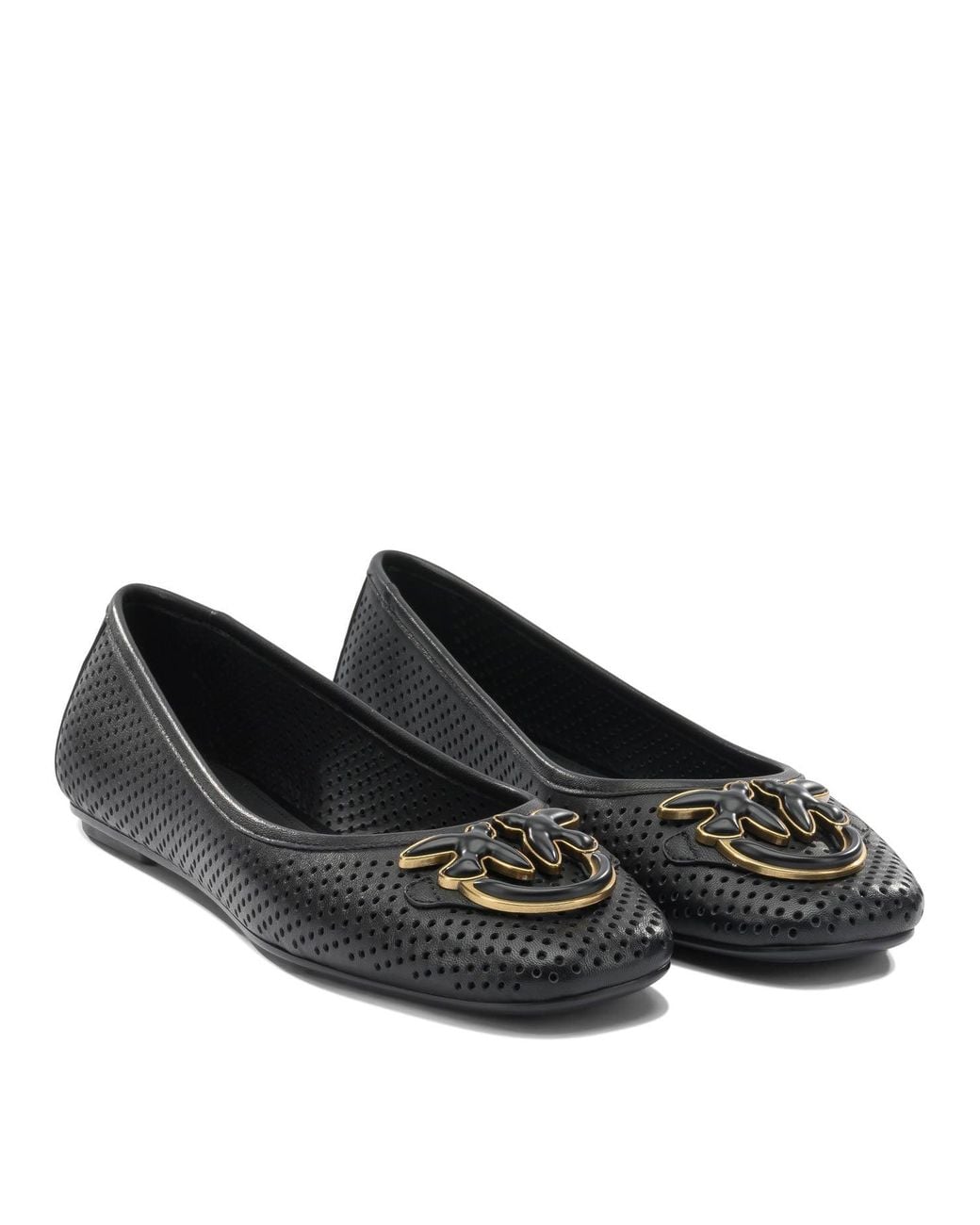 Pinko Black Leather Ballerinas