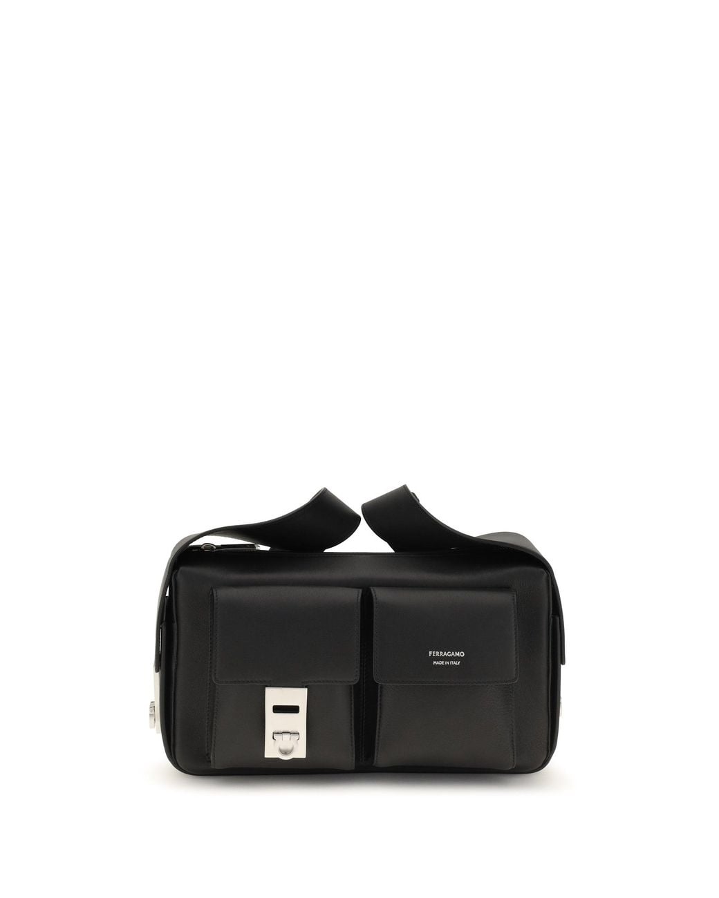 Ferragamo Black Hug Buckle Utility Shoulder Bag Nero for men