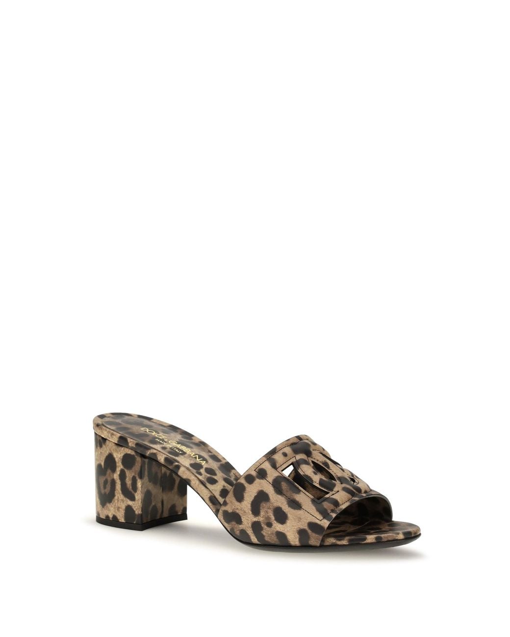 Dolce & Gabbana Metallic Dolce & Gabbana Leopard Print Leather Mules