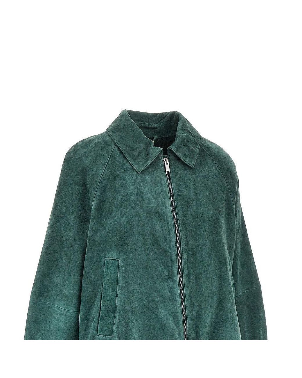 Weekend by Maxmara Green Suede Leather Jacket
