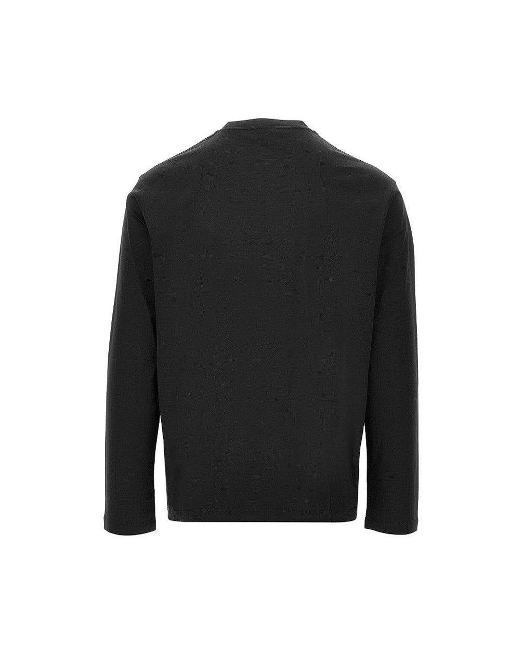 Emporio Armani Black Lyocell And Cotton Blend T-Shirt With Logo for men